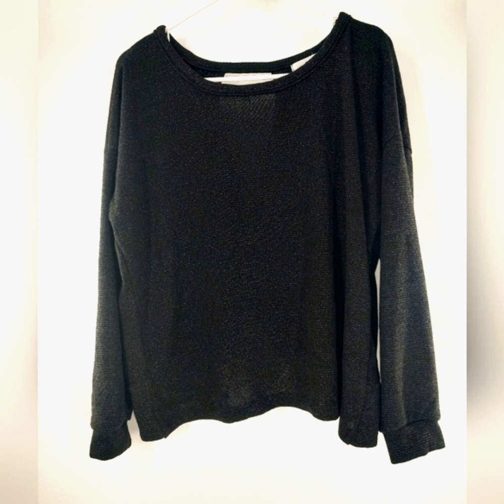 Kaileigh Women's Long Sleeve Black Metallic Sweater Size M